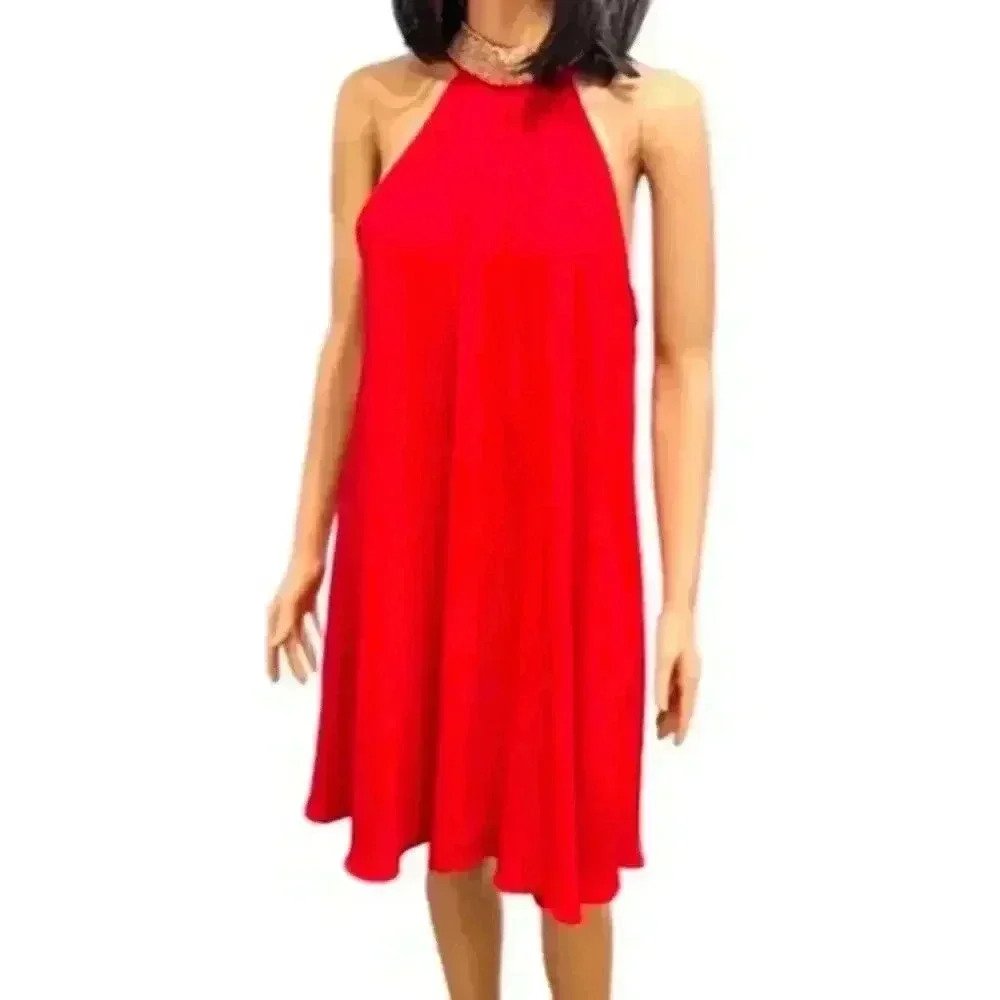 Red a-line semi formal dress w/ gold chain collar by Glam Doll size 2X NWT